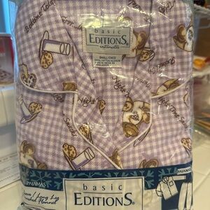 NWT - Basic Editions Lavender Flannel Pajama Set with Cookie Print | S